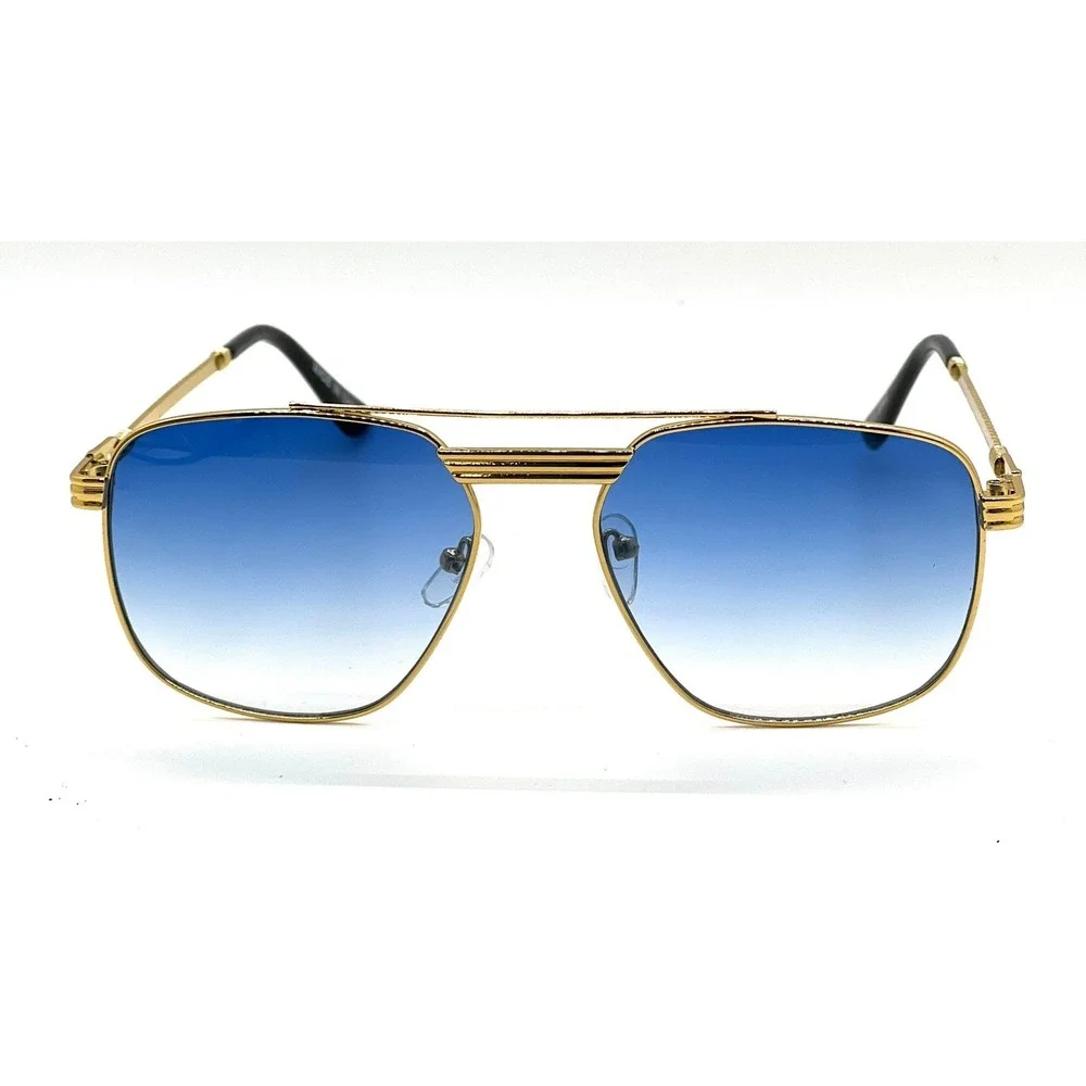 Men Sunglasses Fashion Blue Lens Gold Frame Square Retro Classic UV400 Lentes‎